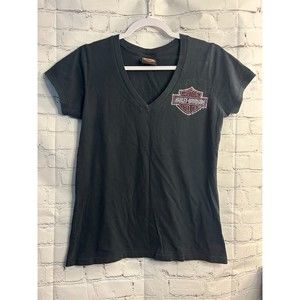 Women's Harley Davidson V Neck W/ Rhinestone Accents. SZ S.